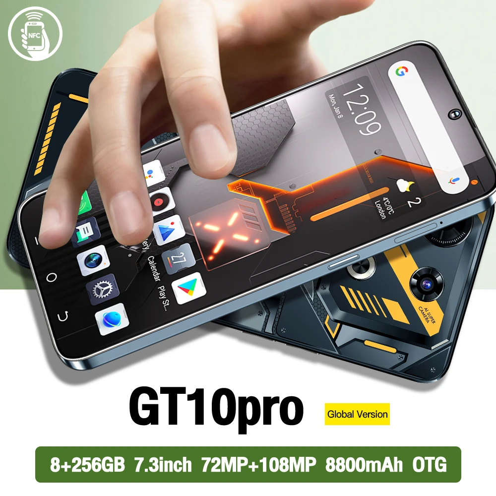 

Global Version GT10 pro 5G Smartphone Android13 22GB / 2TB 8000mAh Cellphone 50MP+108MP Camera 7.3 inch Deca Core Mobile Phone