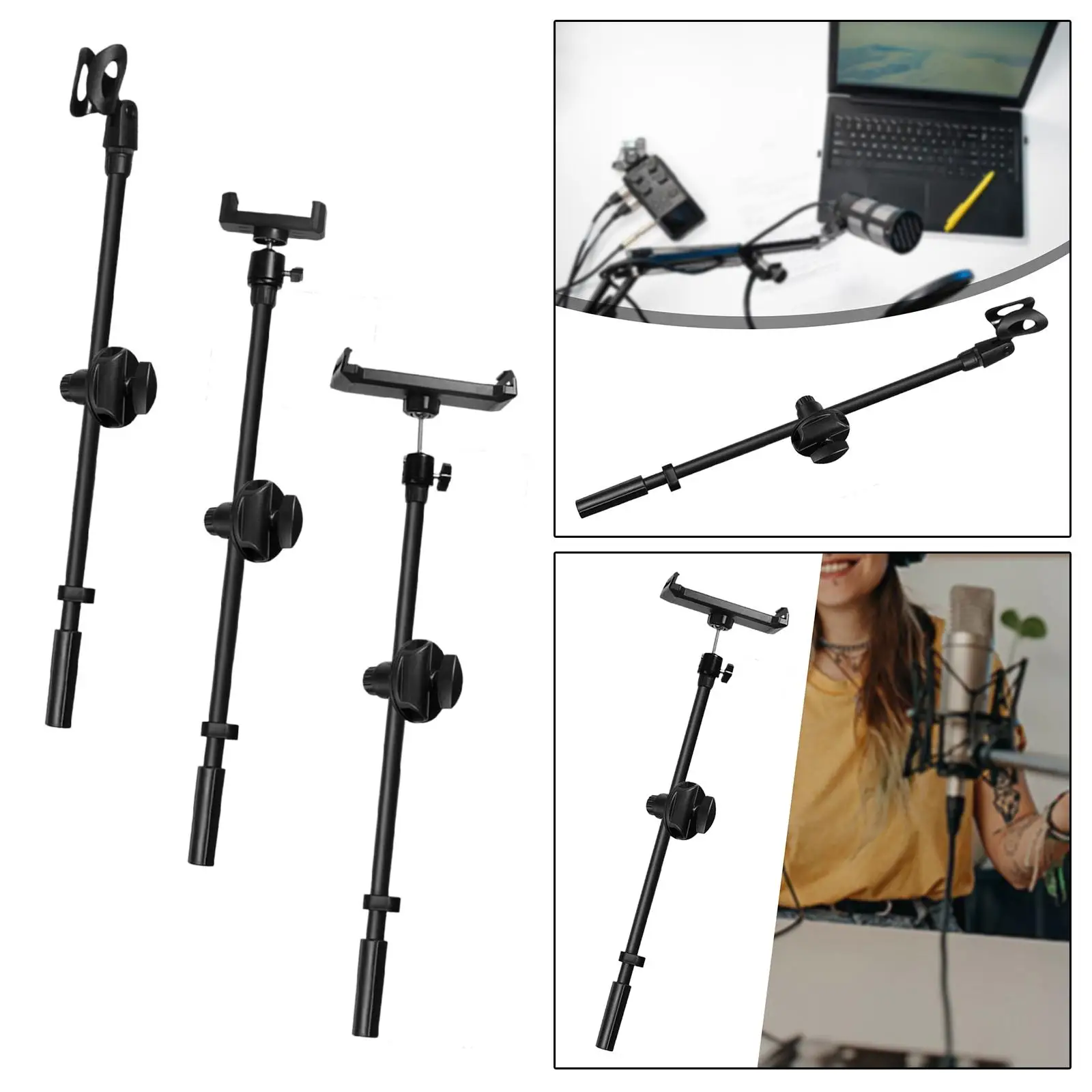 Microphone Crossbar Arms 55cm Multifunctional Portable Mic Clip for Conference Stage Performance Live Stream Photography Vlog