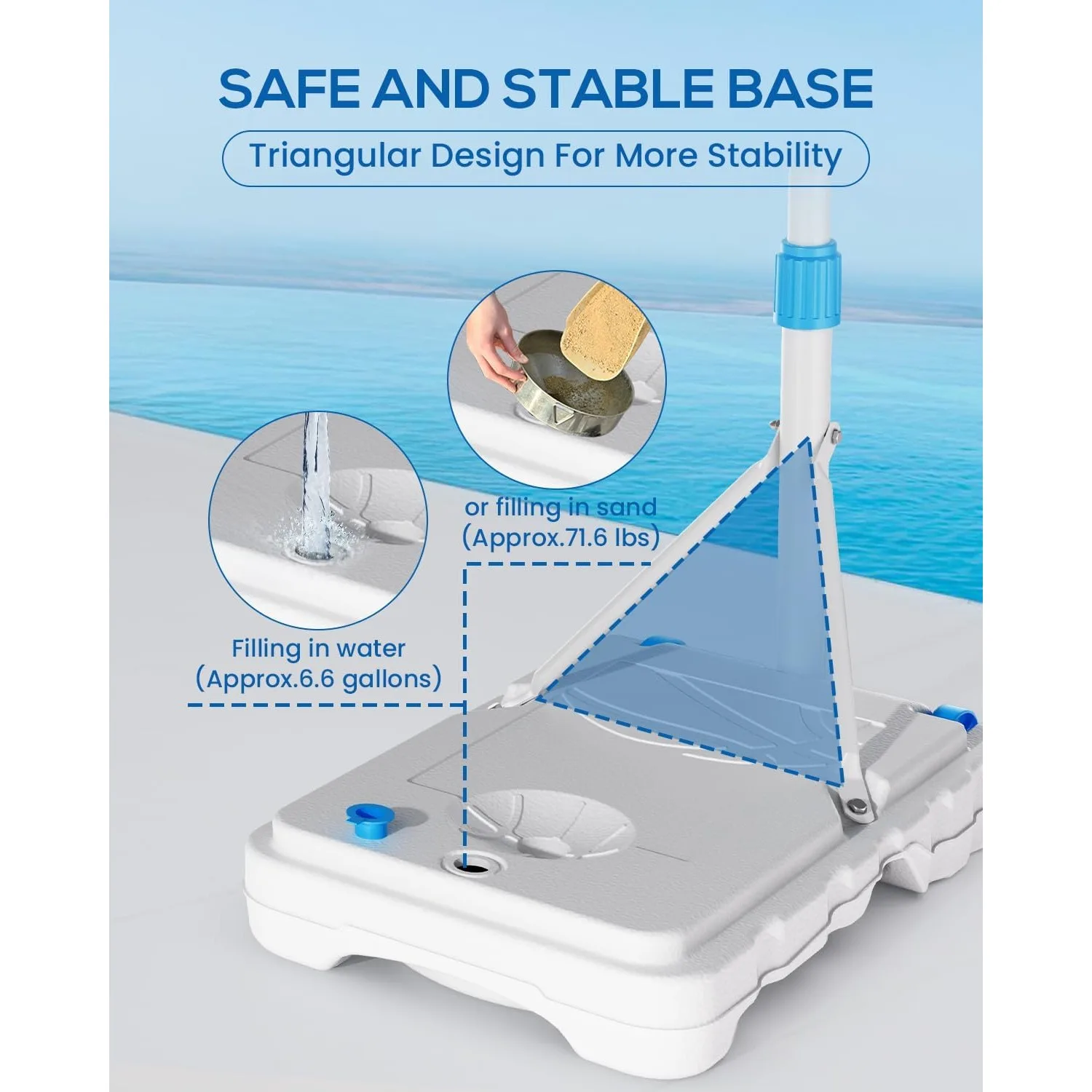 Swimming Pool Basketball Hoop Outdoor, Stainless Steel Adjustable Poolside Water Basketball Goals System