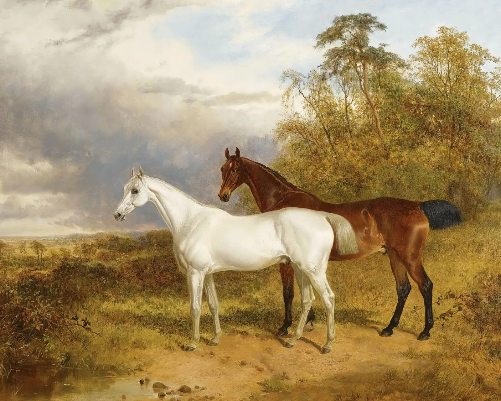 Vintage paard en veulen schilderij Victoriaanse Bay paard reproductie Giclee print wanddecoratie afbeelding abstracte huisdecoratie