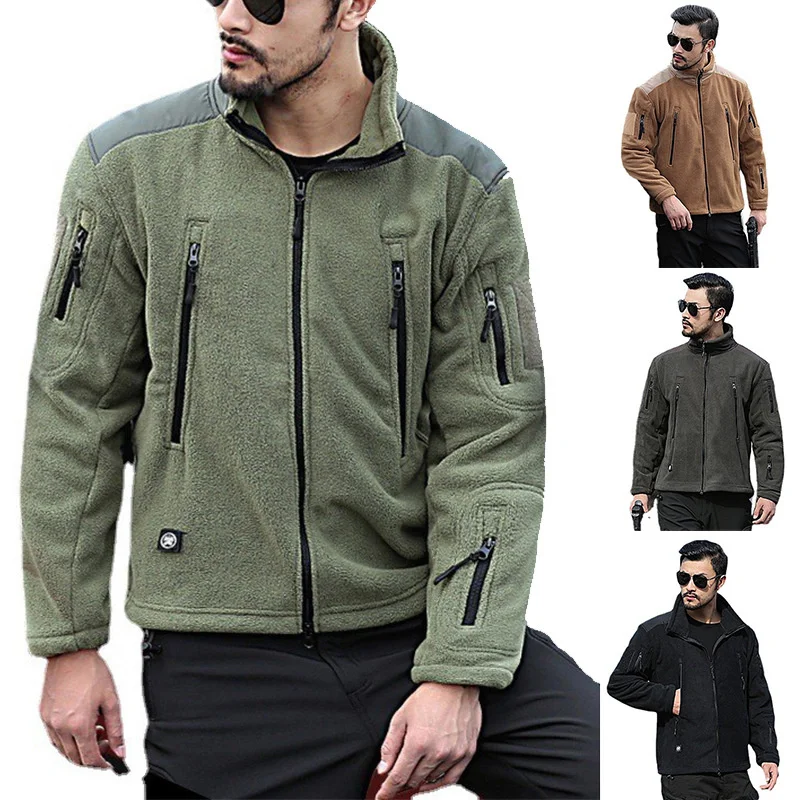 

Outdoor Hiking Coat Winter Tactical Thicken Fleece Jacket Men Warm Polar Military Army Patchwork Multi Pocket