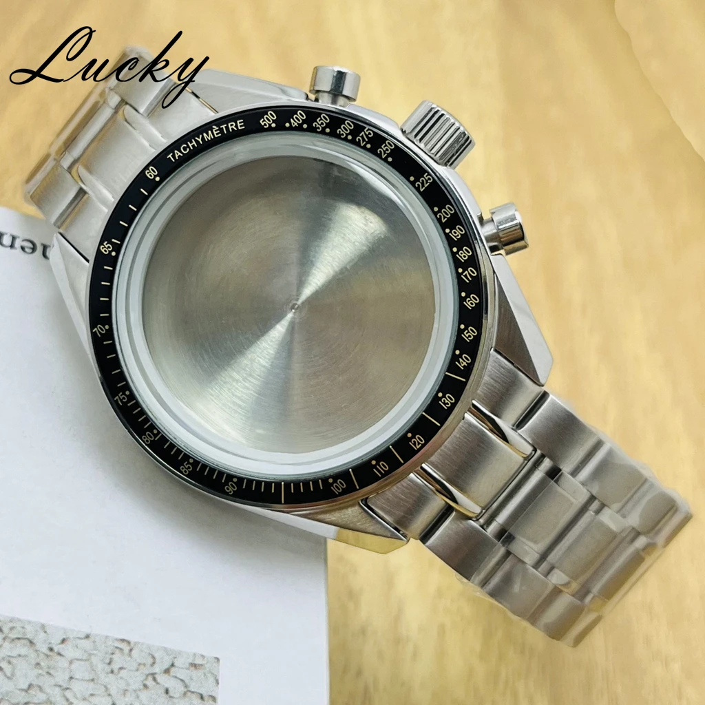 39.7mm Men's Watches Gold Bezel Speedmaster Case Suitable For Omga VK64 VK63 Quartz Movement Parts Accessories Suitable image 4