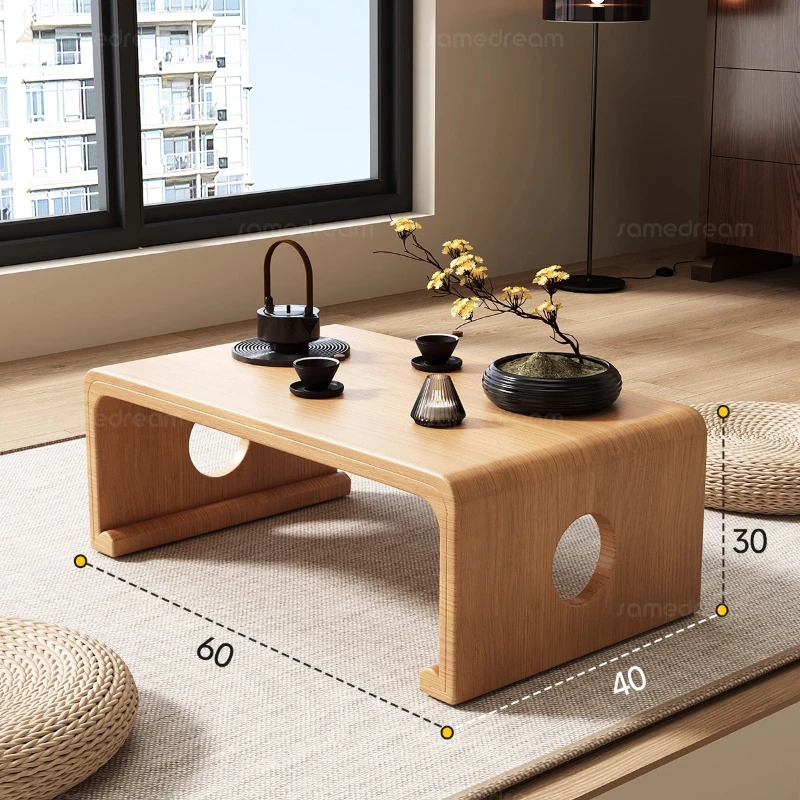 طاولة شاي تاتامي قابلة للطي على الطراز الياباني | عتبة النافذة الخشبية الصلبة طاولة منخفضة | طاولة القهوة للجلوس على الأرض | استخدام المنزل مكتب التأمل زن