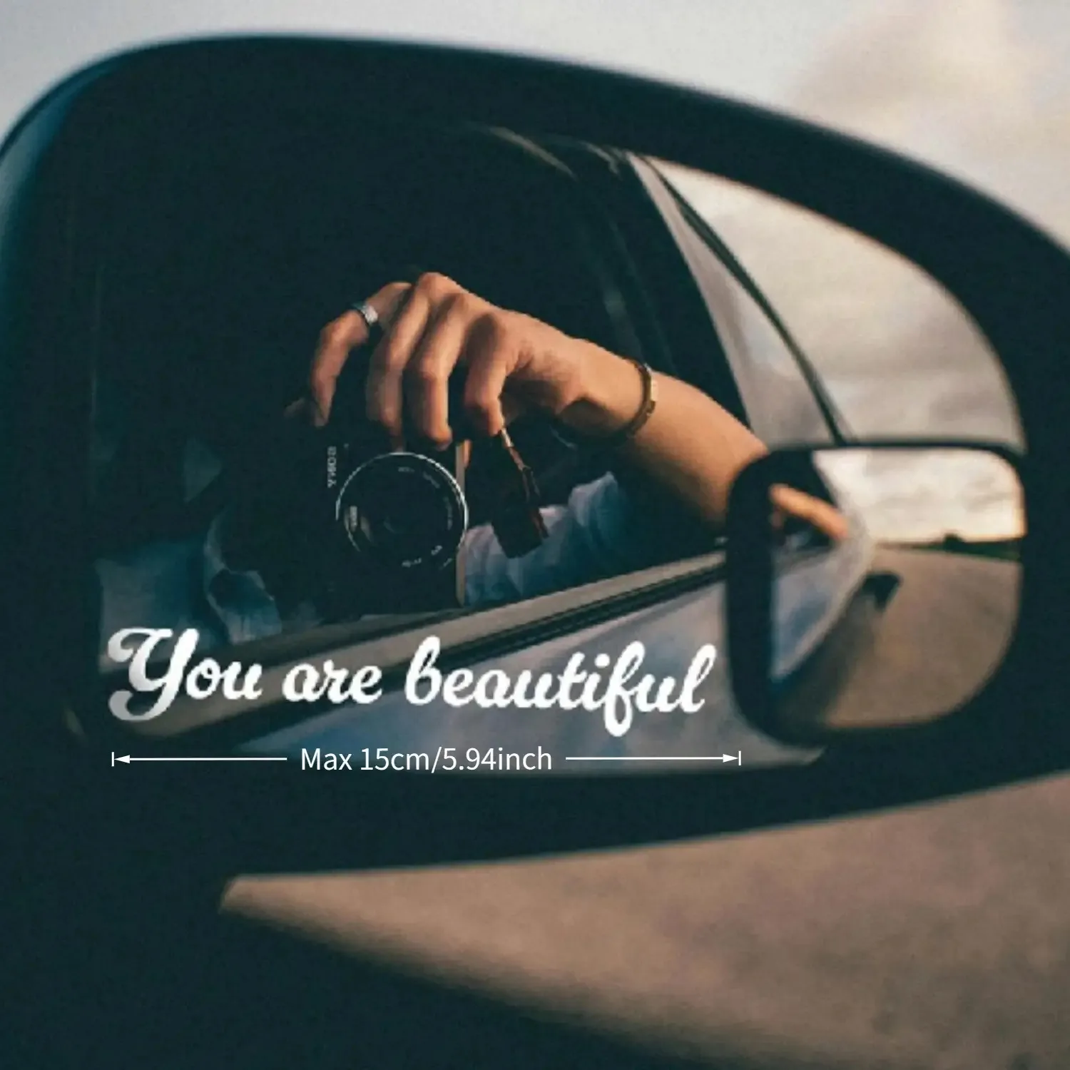 

2Pcs 2D Flat "Hello Gorgeous" Rearview Mirror Stickers, Self-Adhesive Heart Vinyl Decals, Fashion Mirror Decor for Cars, Trucks