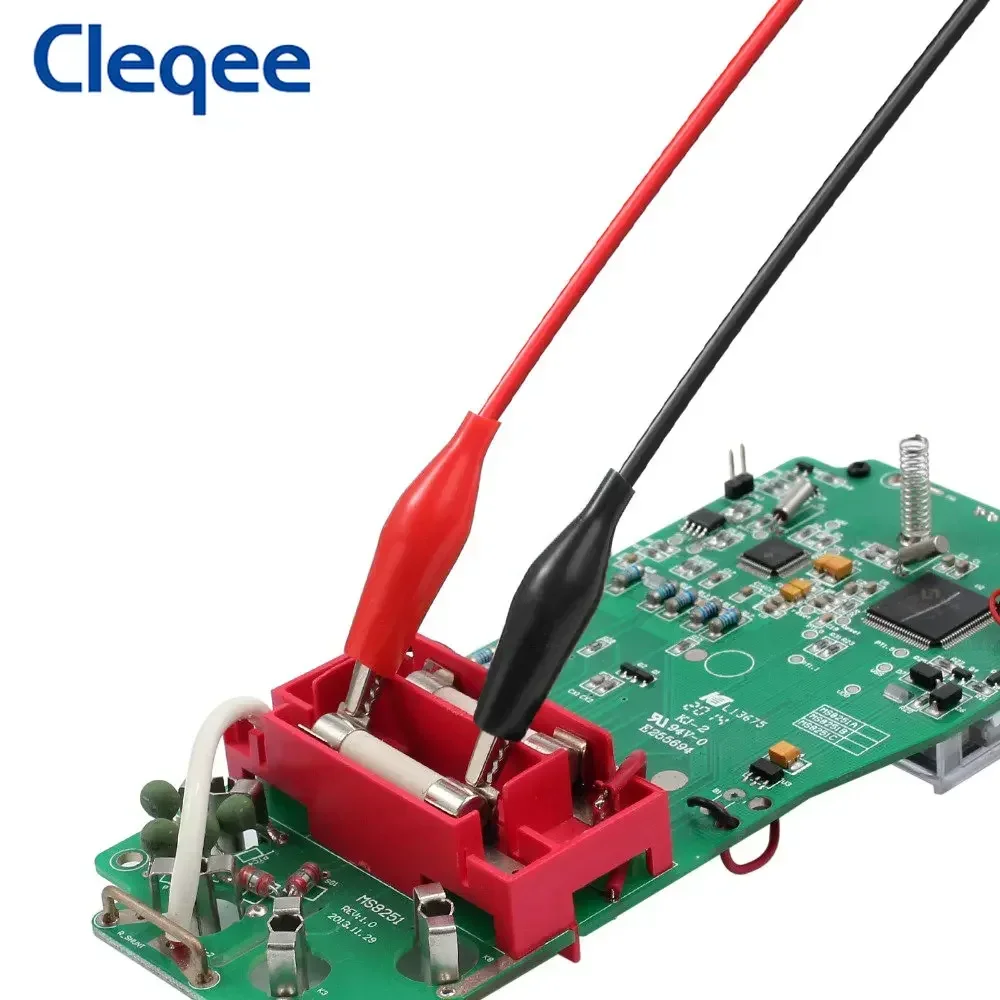 Imagem -06 - Cleqee P1044 Peças mm Plugue Banana Empilhável para Clipe Alliagtor Cabos de Teste Grampos de Crocodilo Cabos de Teste de Multímetro Durável 1m