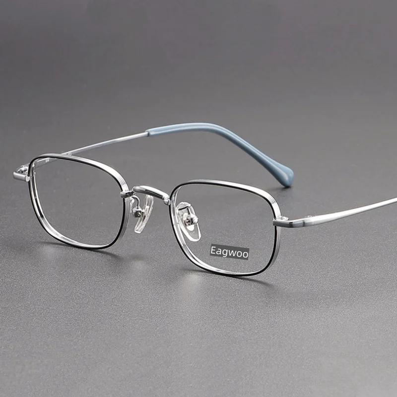 

Pure Titanium Eyeglasses Designed Small Full Rim Prescription Frame Thick Rim Suitable for High Diopter and Big Nose Oval 45mm