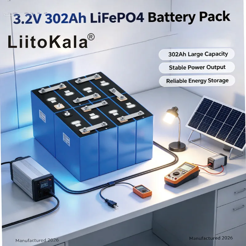 LiitoKala 302Ah 3.2V LiFePO4 Batterie für DIY Elektroauto, Wohnmobil, Hovercraft, Wechselrichter, USV, Solarspeicher 12V 24V 48V Hohe Kapazität