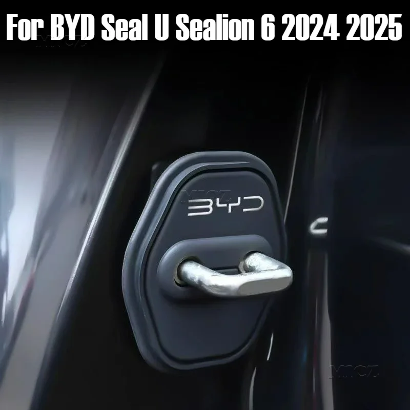 For BYD Seal U Sealion 6 2024 2025 Silicone Door Lock Buckle Car Door Anti-collision Protective Cover Door Mute Damping Cushion