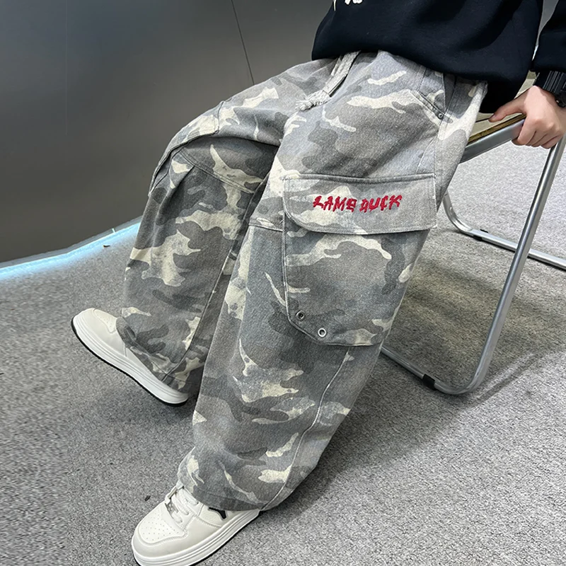 الخريف الاطفال المتعثرة السراويل البضائع المموهة للبنين بنات الرياضة في الهواء الطلق كامو السراويل الطفل السراويل العسكرية مع جيب