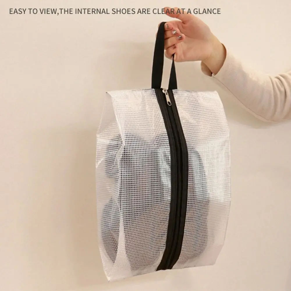 Portable PVC Shoes Storage Bag, Waterproof Mesh Organizer, transparente, Dustproof Protection Cover