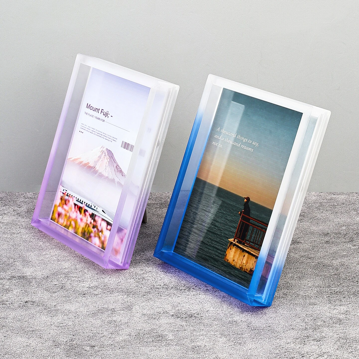 Acrylic Gradient Color Clear Picture Frame Riser Stand, A4 A5 Display Frame 7 Inch Photo Holder Collection Empty Frame
