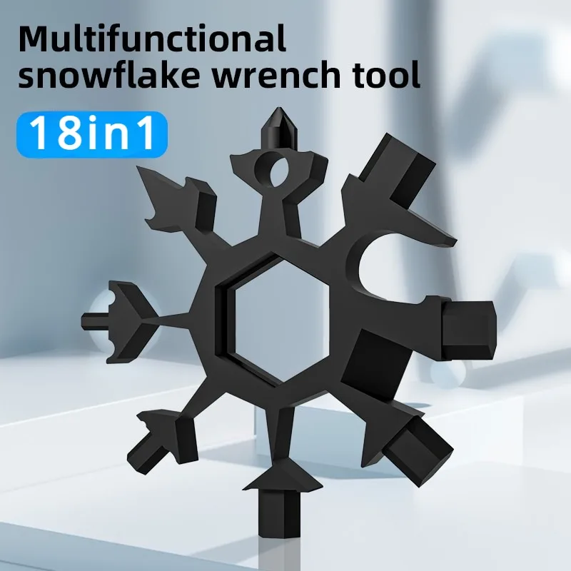 Universal Portable 18-in-1 Multifunctional Octagonal High Carbon Steel Outdoor Portable Tool Multi-purpose Snowflake Wrench