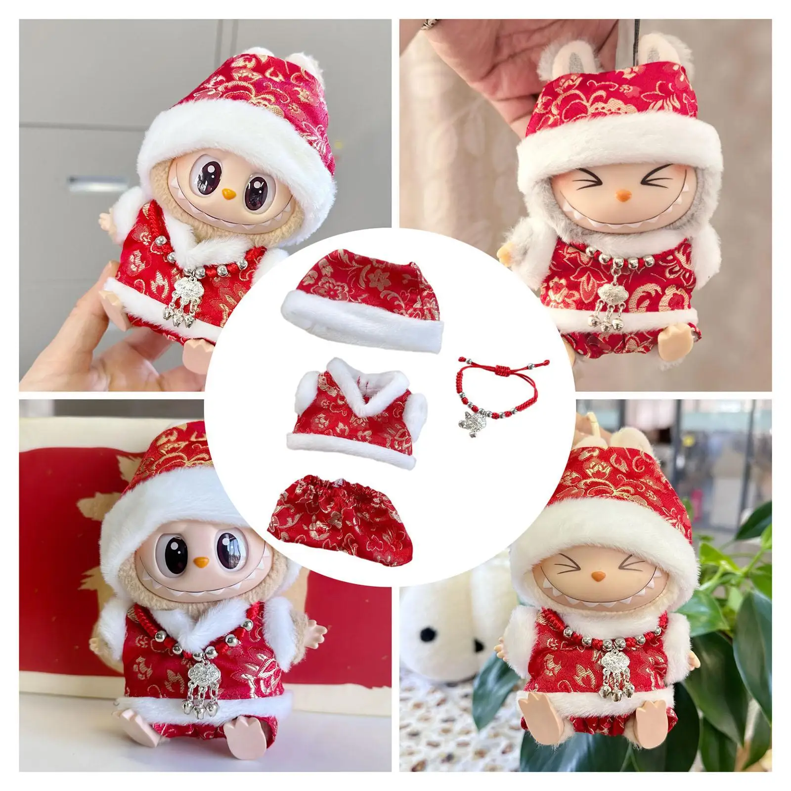

Мини-комплект одежды для куклы 15 см 17 см, милый костюм для куклы, одежда, удобные футболки, шапка, брюки, ожерелье для детской праздничной игрушки