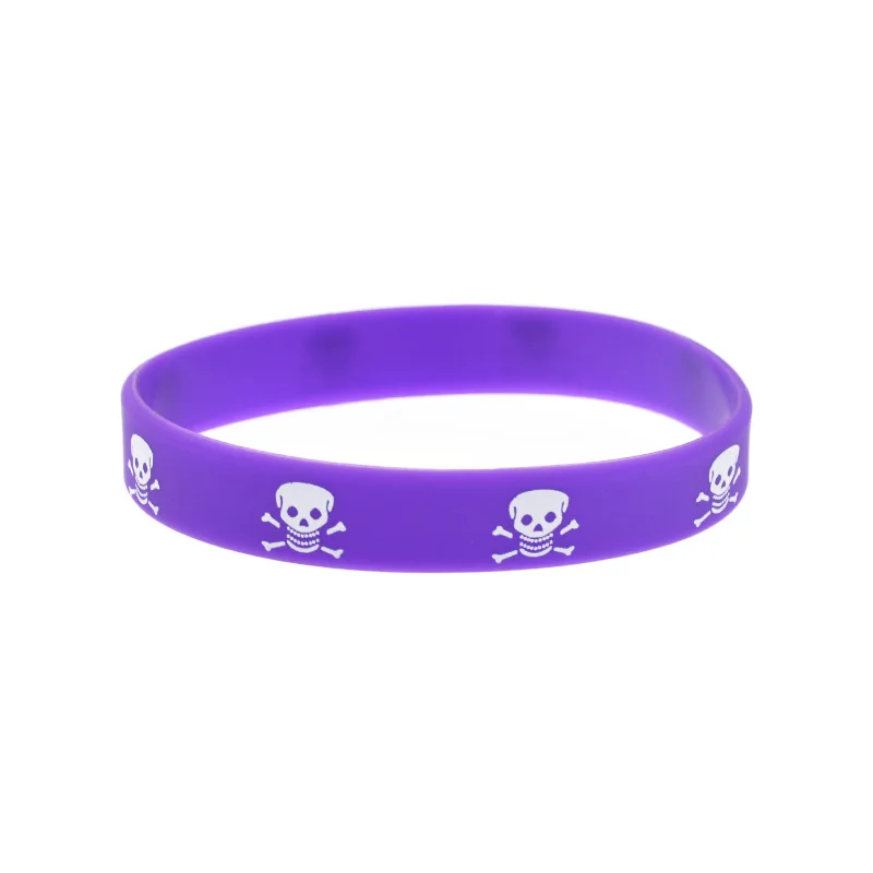 50 Stück Silikon-Armbänder im Street-Hip-Hop-Stil mit Totenkopf-Logo, Konzertgeschenk, Gummi-Armreif, 6 Farben – Detail 5