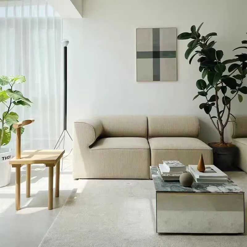 Minimalistisches Stoffsofa, großes und kleines Apartment-Modul-Kombinationssofa