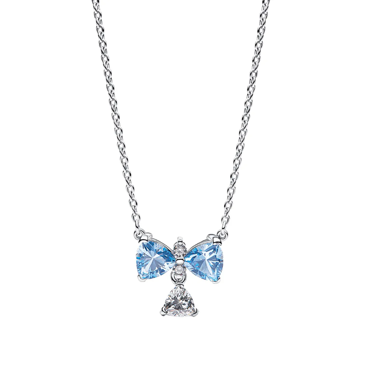 Original 925 Sterling Silver Charms Pendant Blue Bow Set