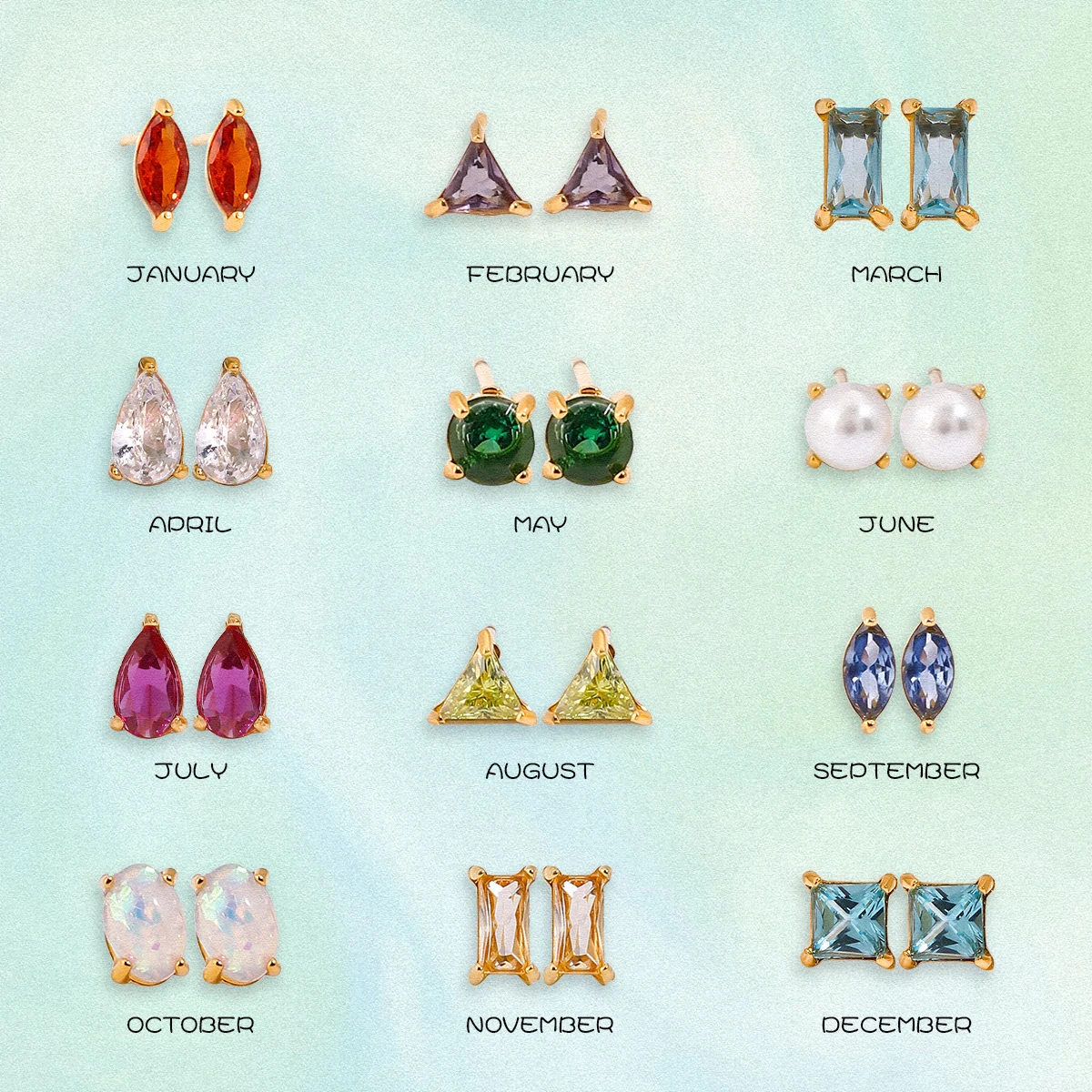 أقراط جورا النسائية الملونة لعيد الميلاد في ديسمبر أقراط رائعة من الفولاذ المقاوم للصدأ بأحجار كريمة هندسية مجوهرات يومية #1