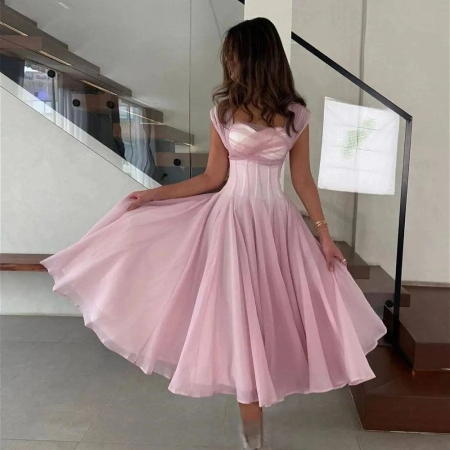 

Pink Formal Party Long Bespoke Occasion Gown Evening Dresses Prom Pastrol Unisex Jersey Retro Dubai Saudi Arabic Customized