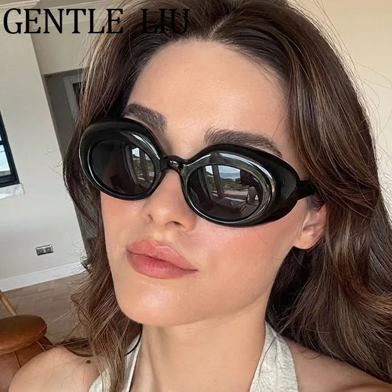 

Y2K Punk Oval Sunglasses Women 2026 Luxury Brand Vintage Cat Eye Wrap Around Goggle Sun Glasses For Ladies Outdoor Shades UV400