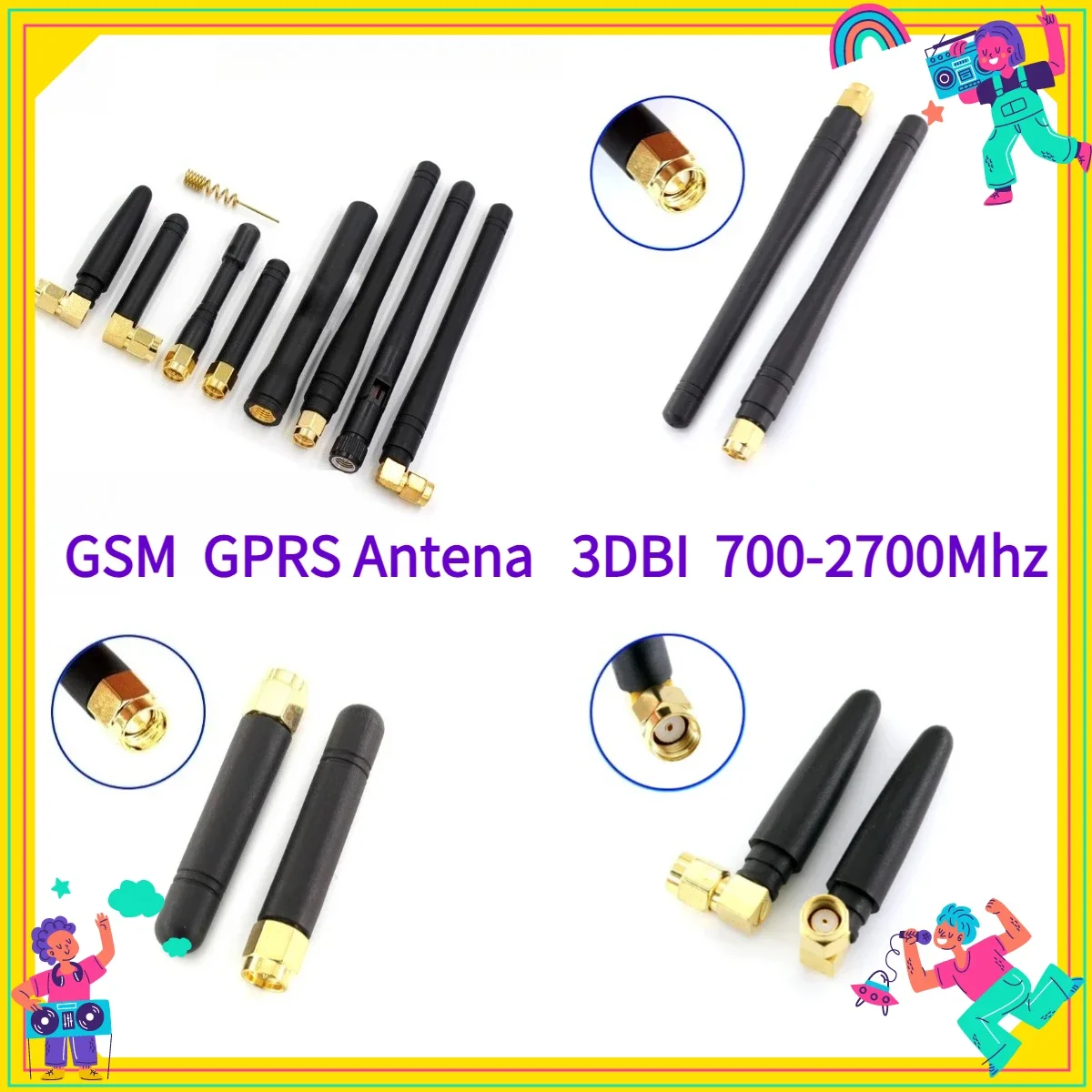 2PCS 868MHz 915MHz Antenna 3dbi SMA Male Connector GSM, GPRS Antena Outdoor Signal Repeater Antenne Waterproof Glue Rod Antenna