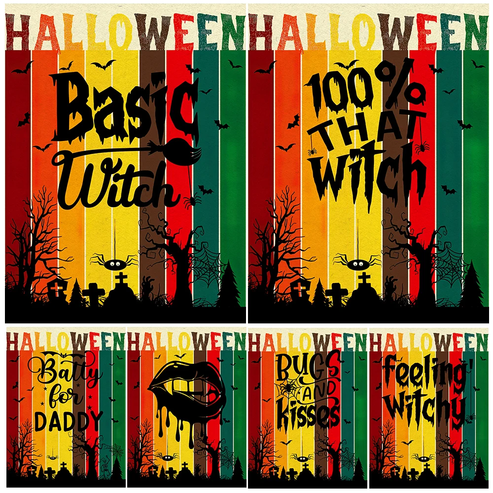 

Basic Witch And The Witch Is In,Text Wall Art Canvas Print Halloween Witch Abstract Art Poster Print Home Decoration Unframed