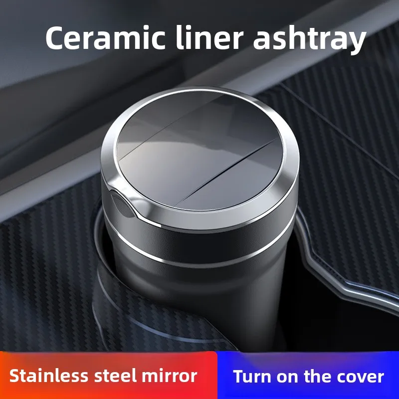 منفضة سجائر السيارة السيراميك بطانة داخلية الموضة الإبداعية منفضة سجائر السيارة عالية لهب منفضة سجائر السيارة مصباح ليد