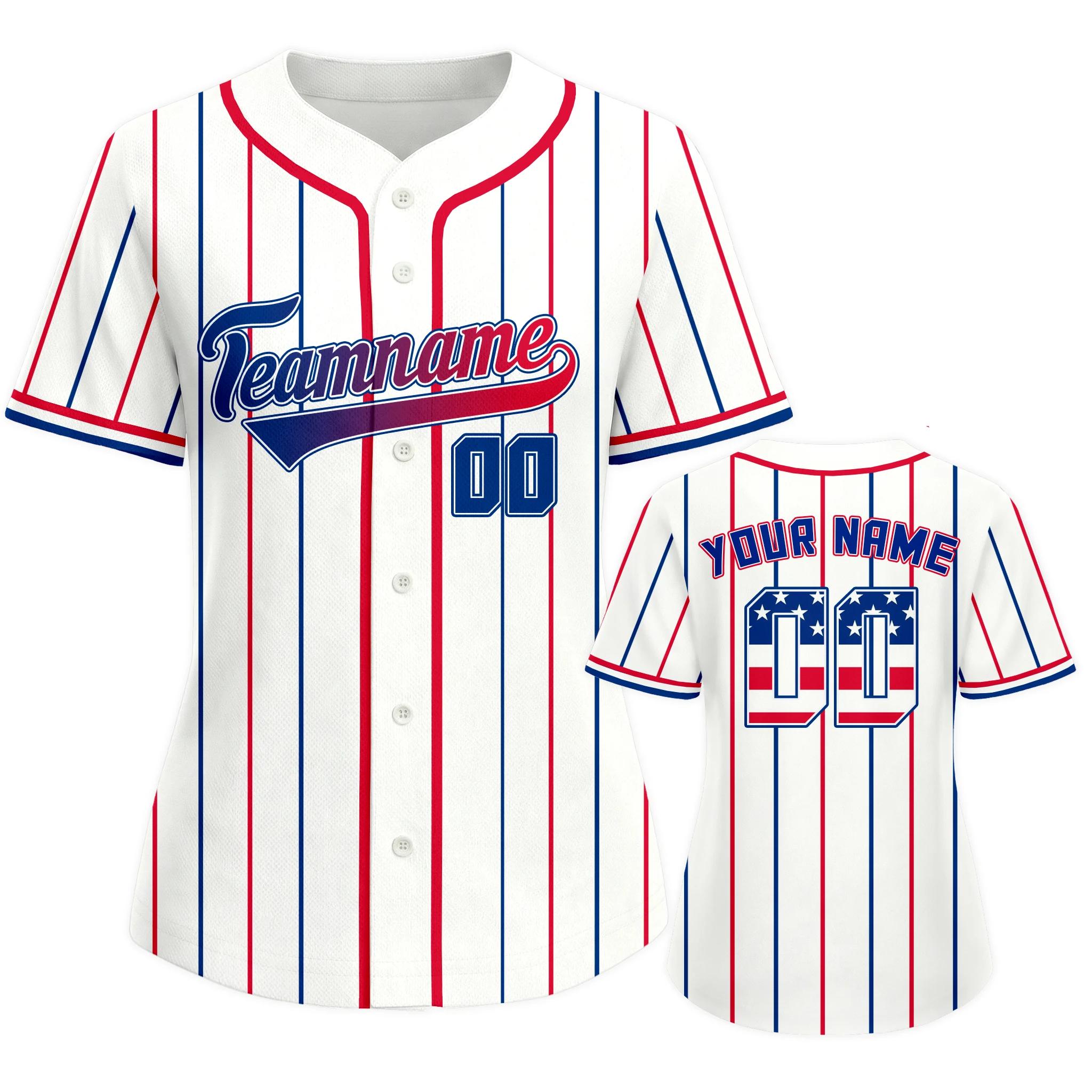 Custom USA Baseball Jersey for Women Personalized Name Number America Baseball Shirt Button Down Baseball Uniform