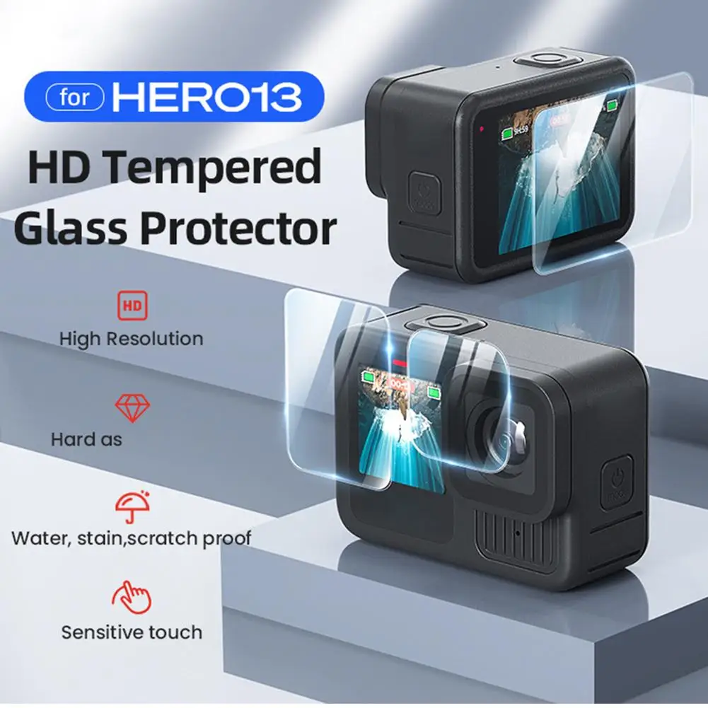 Screen Protector+Lens Protector+Front Screen Film Anti-scratch Tempered Glass Protective Foils for GoPro Hero 13 Camera B9R3