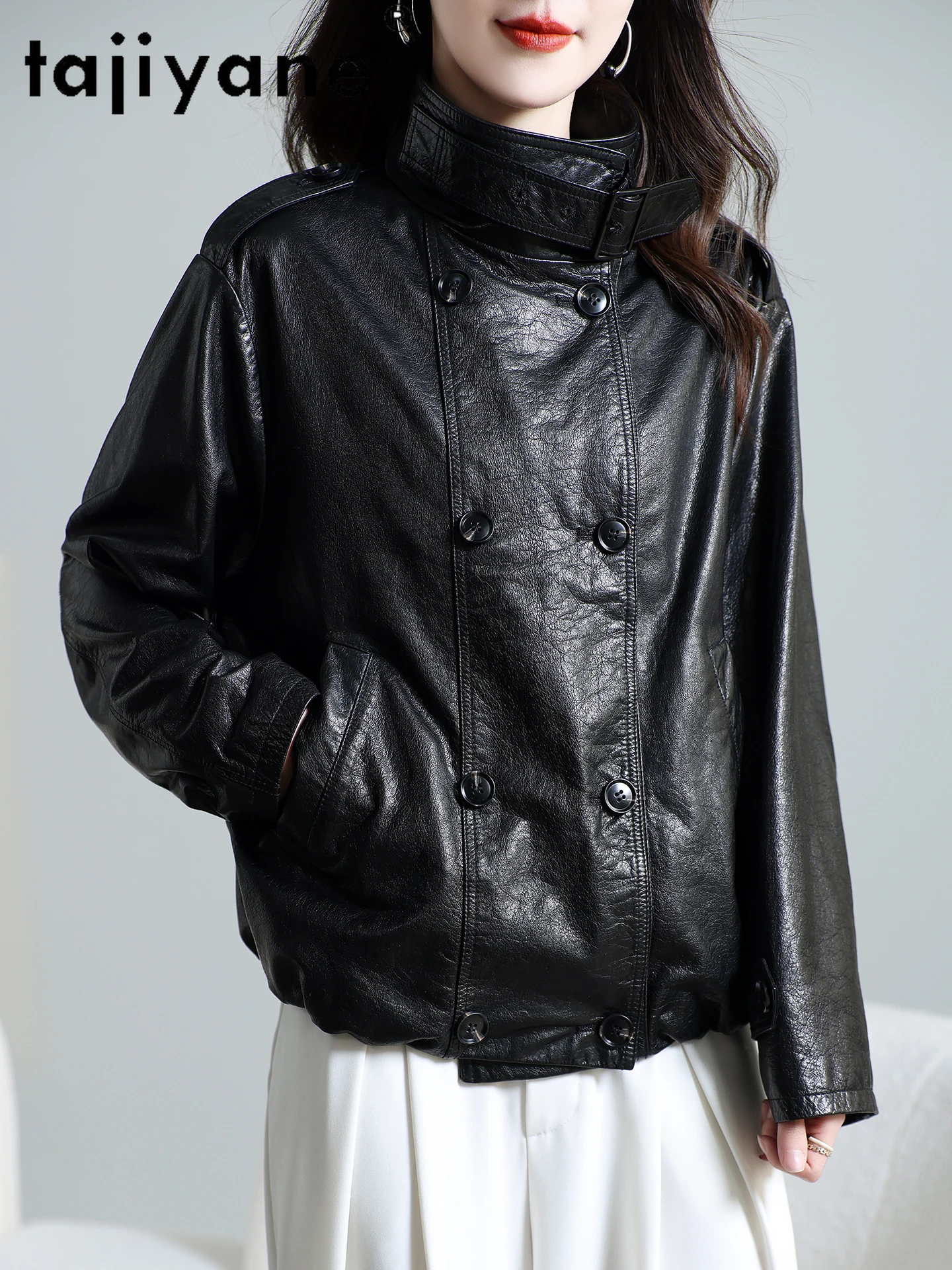 TAJIYANE 100 % Oberschicht-Rindsleder-Jacken für Damen, kurze Echtlederjacke, modischer Damenmantel, 2025, Herbst-Frau-Kleidung