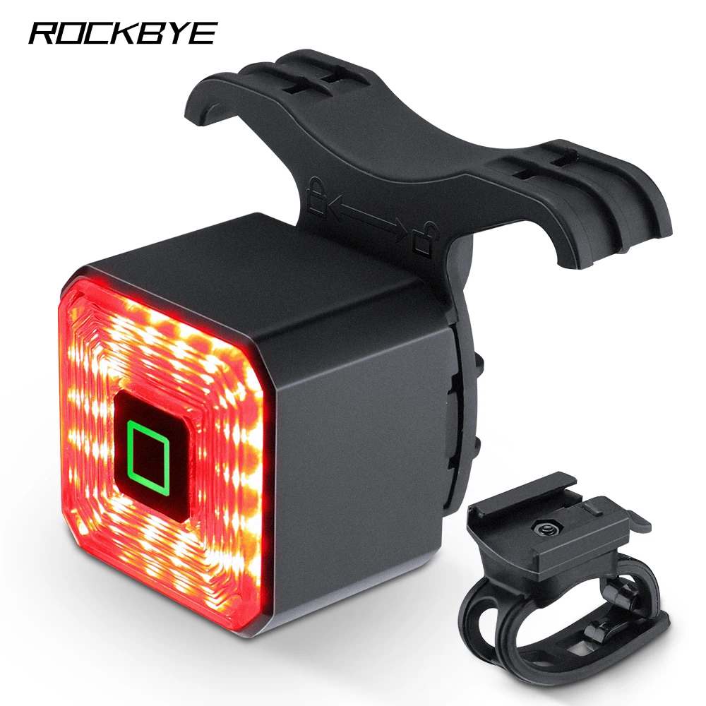 

Rockbye Bike Tail Light LED Waterproof 6 Modes Cycling Warning Lamp USB Rechargeable Auto Brake Sensing Smart Rear Bicycle Light