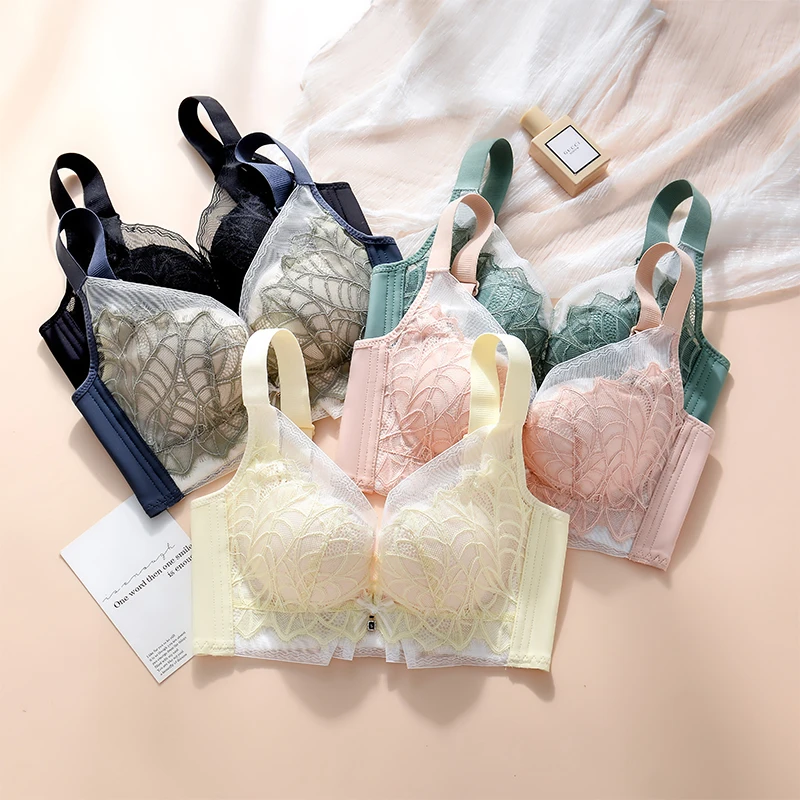 Women's Ununderwired Bra Soft And Comfortable Underwear To Gather And Prevent Sagging Lace Casual Bra Breathable Absorbing Sweat