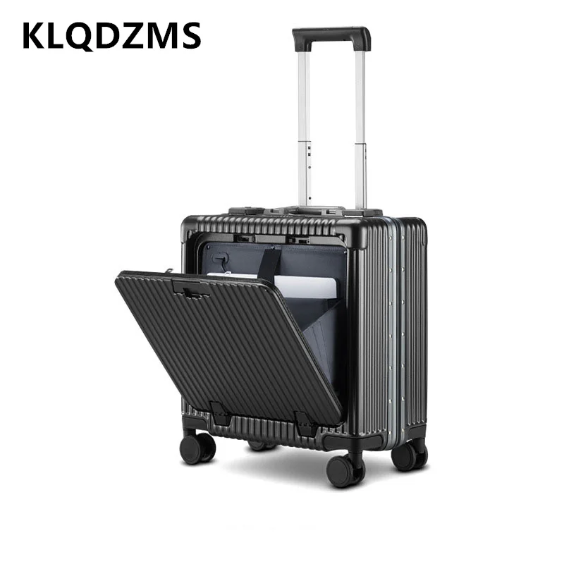 KLQDZMS-bolsa de viaje para equipaje, maletín con Apertura frontal para ordenador portátil, Maleta de 18 pulgadas con marco de aluminio, ABS + PC con ruedas