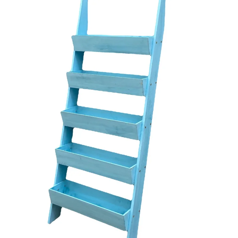Wooden multi-layer indoor combination outdoor household table ladder succulent green dill balcony floor-to-ceiling pot rack