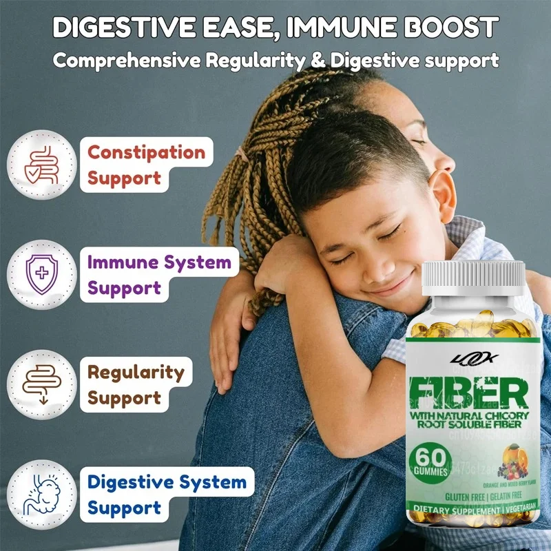 Gluten Free Fiber Gummies Improve Digestive, Immune, and Intestinal Health | Pure Prebiotics | Non GMO, Gelatin Free