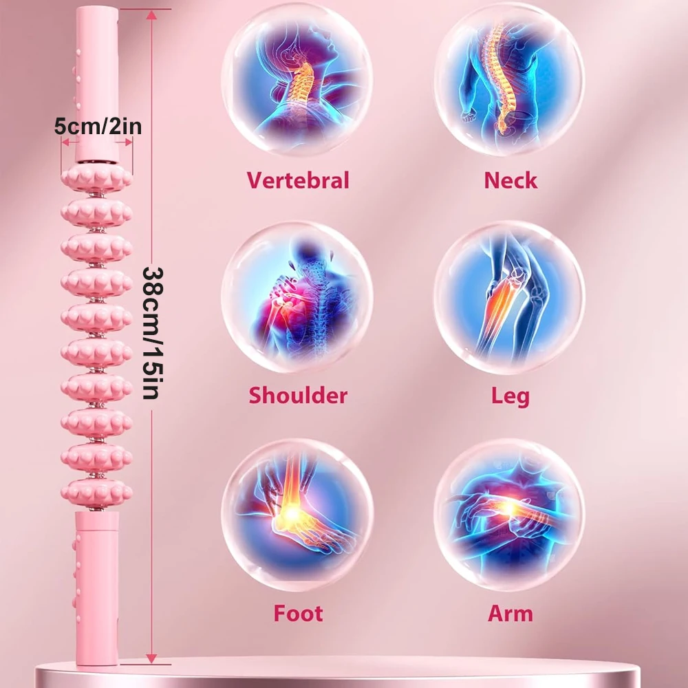 

Роликовая палочка для мышц с триггерными точками, гибкая массажная палочка для тела для помощи ног, спины, восстановления шеи, облегчения боли в мышцах