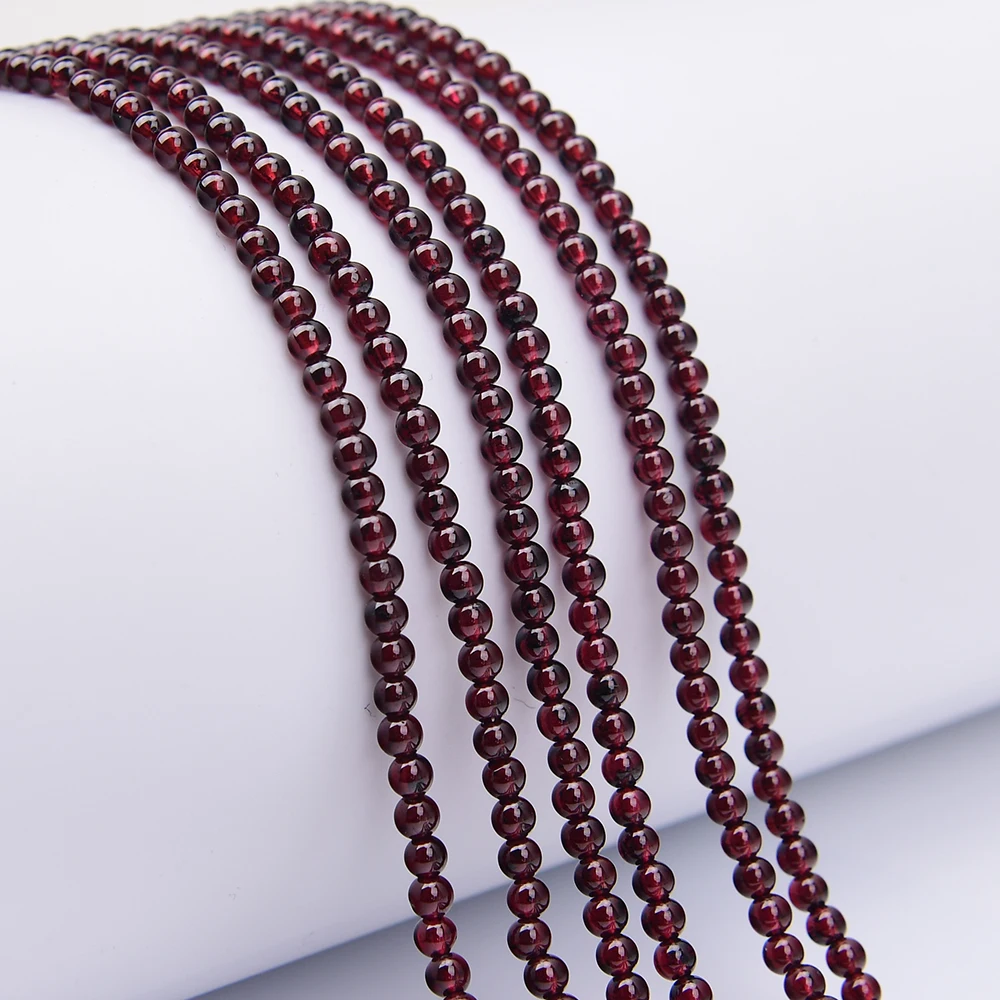 

APDGG 4mm 3 Strands Natural Red Garnet Stone Smooth Round Loose Beads Strands 15.5" Jewelry DIY