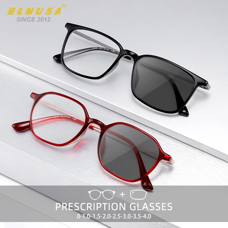 

BLMUSA Men Casual Reading Glasses Anti Blue Light Everyday Wear Eyeglass TR90 Minimalist Women Photochromic Prescription Glasses