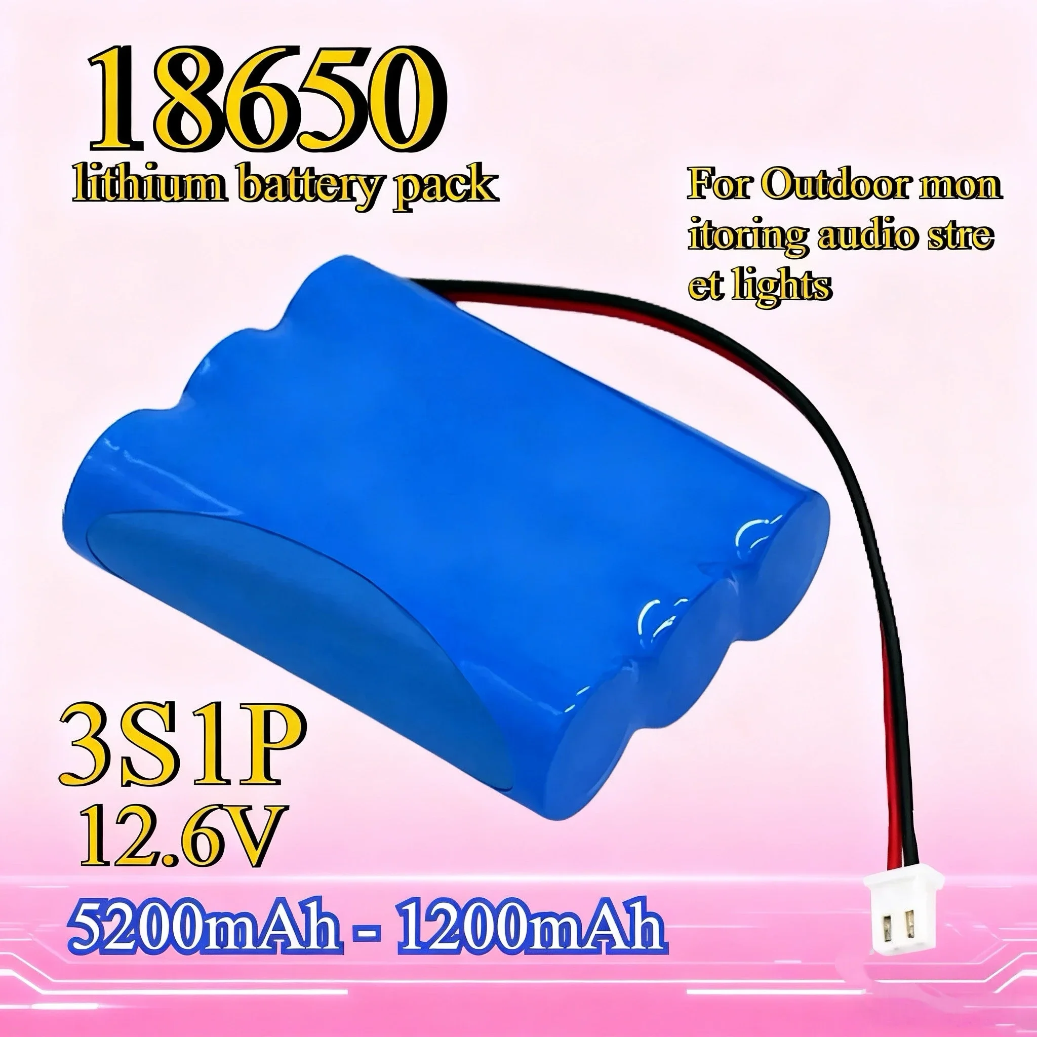 

️️18650 Li Ion Battery 12.6V 3S1P Lithium-ion Battery Pack for Backup Power for Outdoor Monitoring Audio Street Lights Camerar