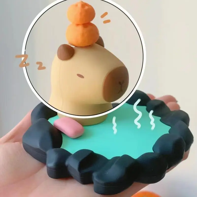 Cute Capybara Bath Phone Stand Capybaras in Hot Springs Phone Holder Creative Table Decoration For Birthday Christmas Gift