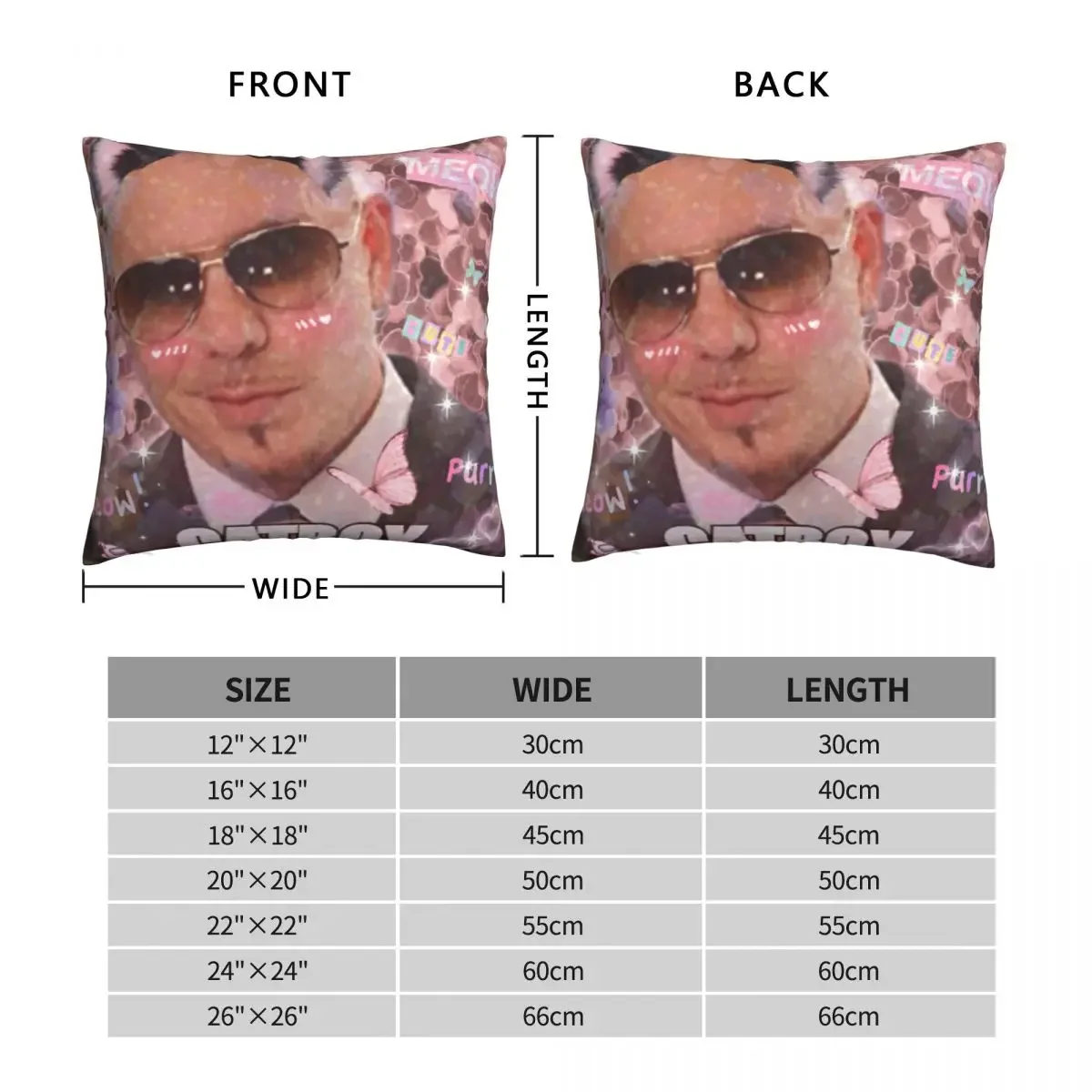 Mr. Worldwide Catboy Pillowcase Printing Polyester Cushion Cover Decoration Pitbull Pillow Case Cover Seater Zipper 45X45cm