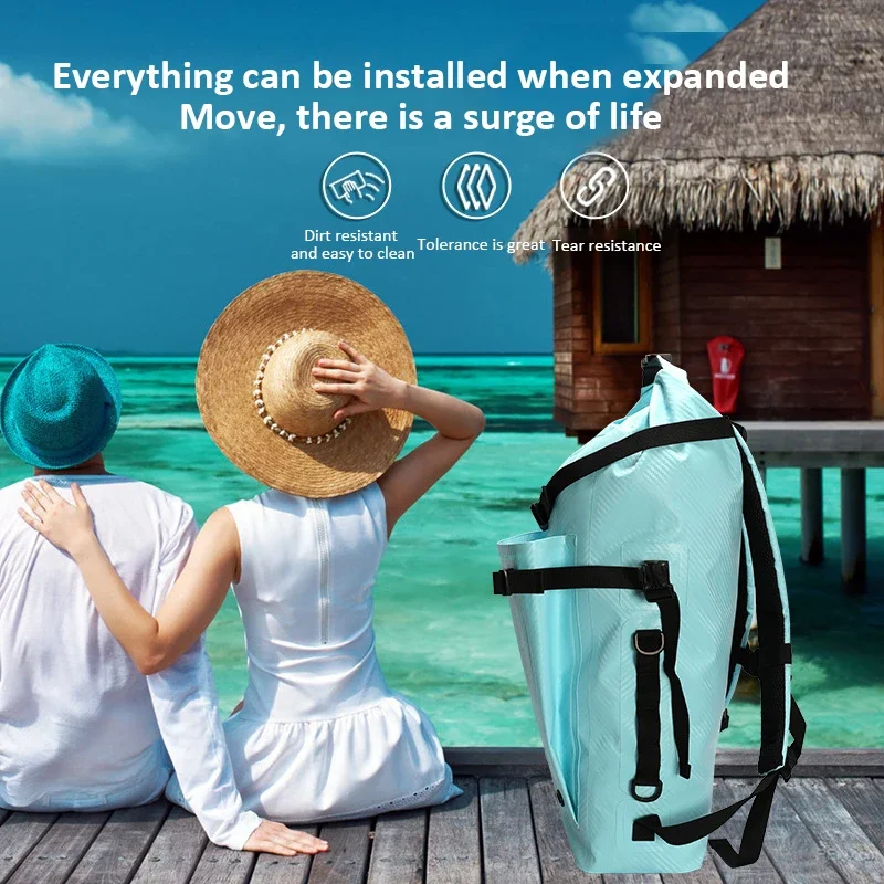 30L PVC Swimming Waterproof Dry Bag Double Straps Rafting Sports Kayaking Canoeing Swimming Bag Travel Kit Backpack Storage Bag