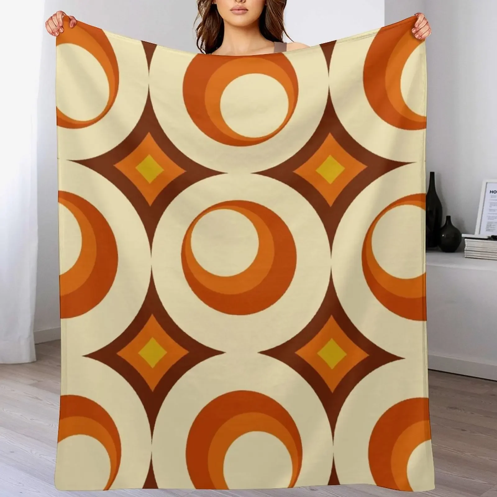 

Mid-Century Modern 3 Crescent Throw Blanket Softest Loose Nap decorative Blankets