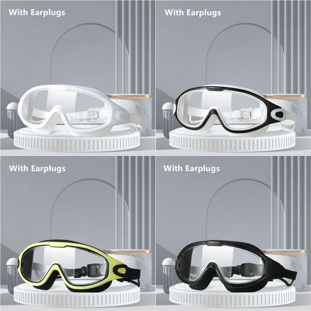 Gafas de natación de silicona antivaho, montura grande profesional ajustable, visión amplia, gafas de buceo, gafas de natación