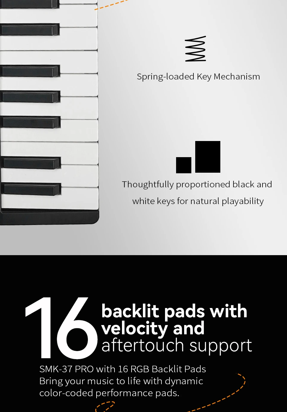 Available in Five Colors: Black and White, Pink, Black, White, and Red. M-VAVE SMK37PRO Professional MIDI Keyboard—37-Key Wireless Bluetooth Music Composition and Production Synthesizer