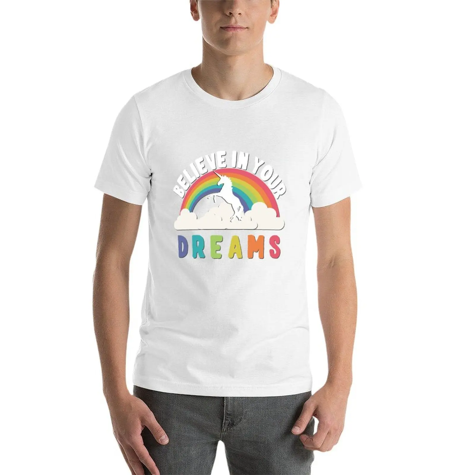 تي شيرت رجالي من Believe In Your Dreams تي شيرت برسوم جرافيك تي شيرت رجالي فاخر
