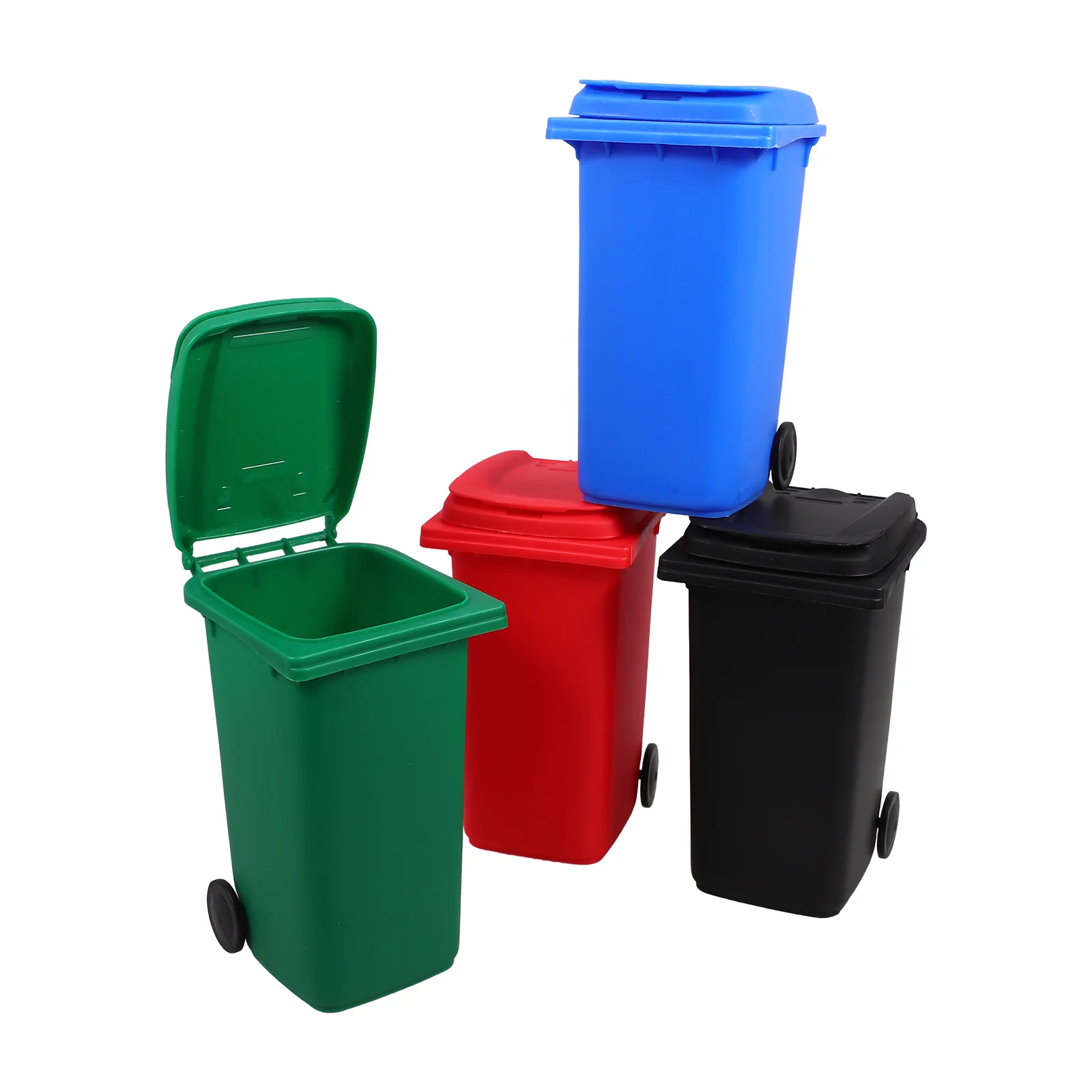 4 Pcs Trash Can Pen Holder Crayon Boxes Plastic Mini Bin for Desk Small Garbage Storage Child with Lid