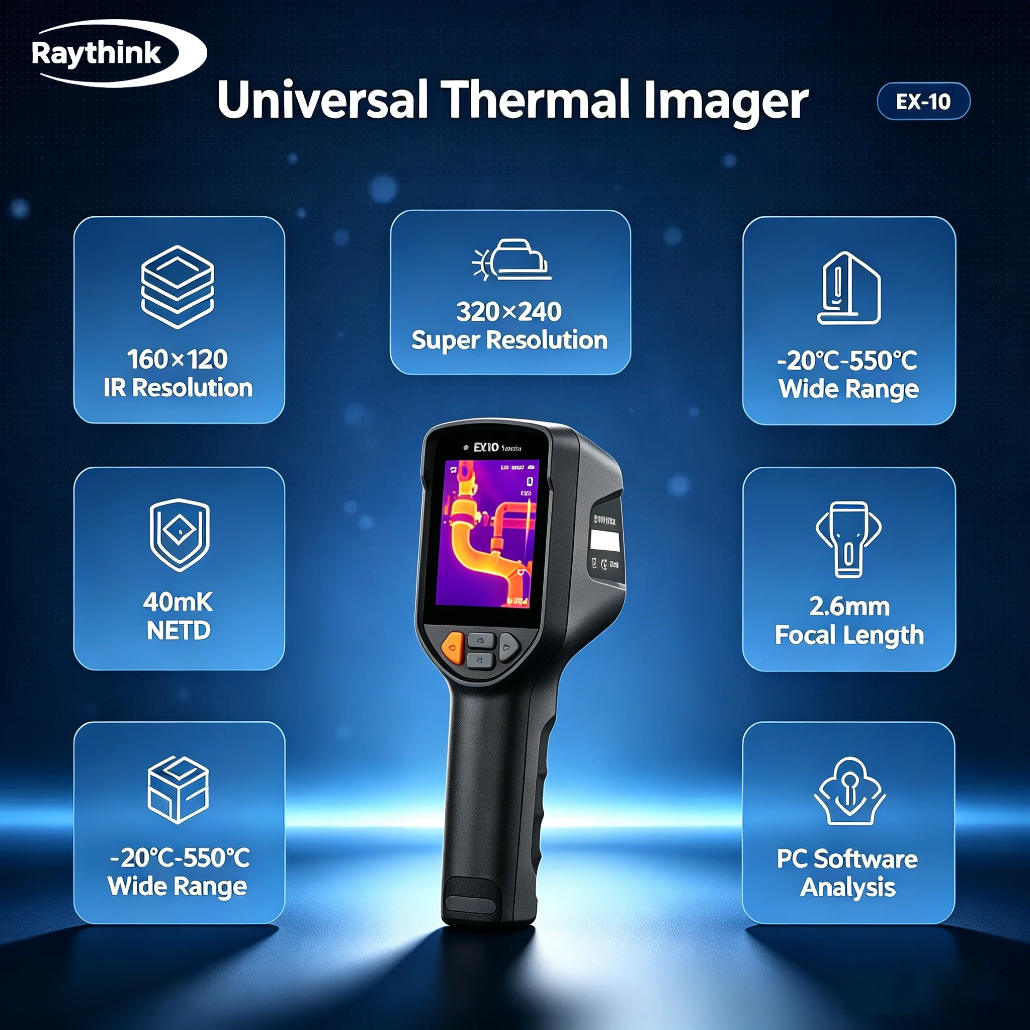 Raythink Ex10 Handheld Infrared Thermal Imager Super-resolution 320 × 240 Industrial Distribution Box Circuit Detection