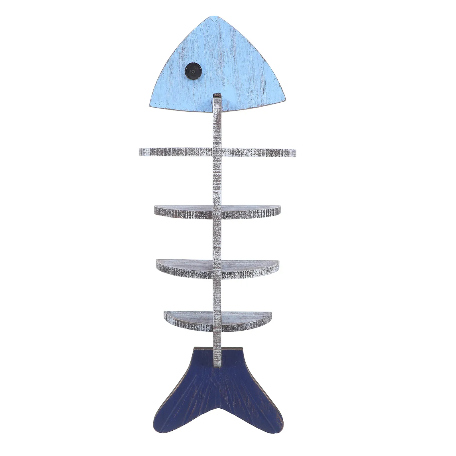 Fish Shaped Storage Rack Beach Decor Wall Shelf Fishbone Nautical Hanging Shelves