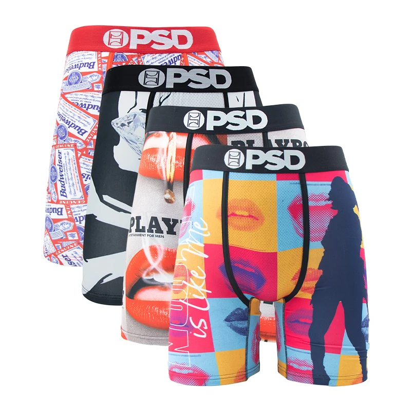 4Pcs Fashion Print Men Underwear Boxers Cueca Male Panties Lingerie Men Underpants Boxershorts Sexy Man Boxers Briefs Trunks