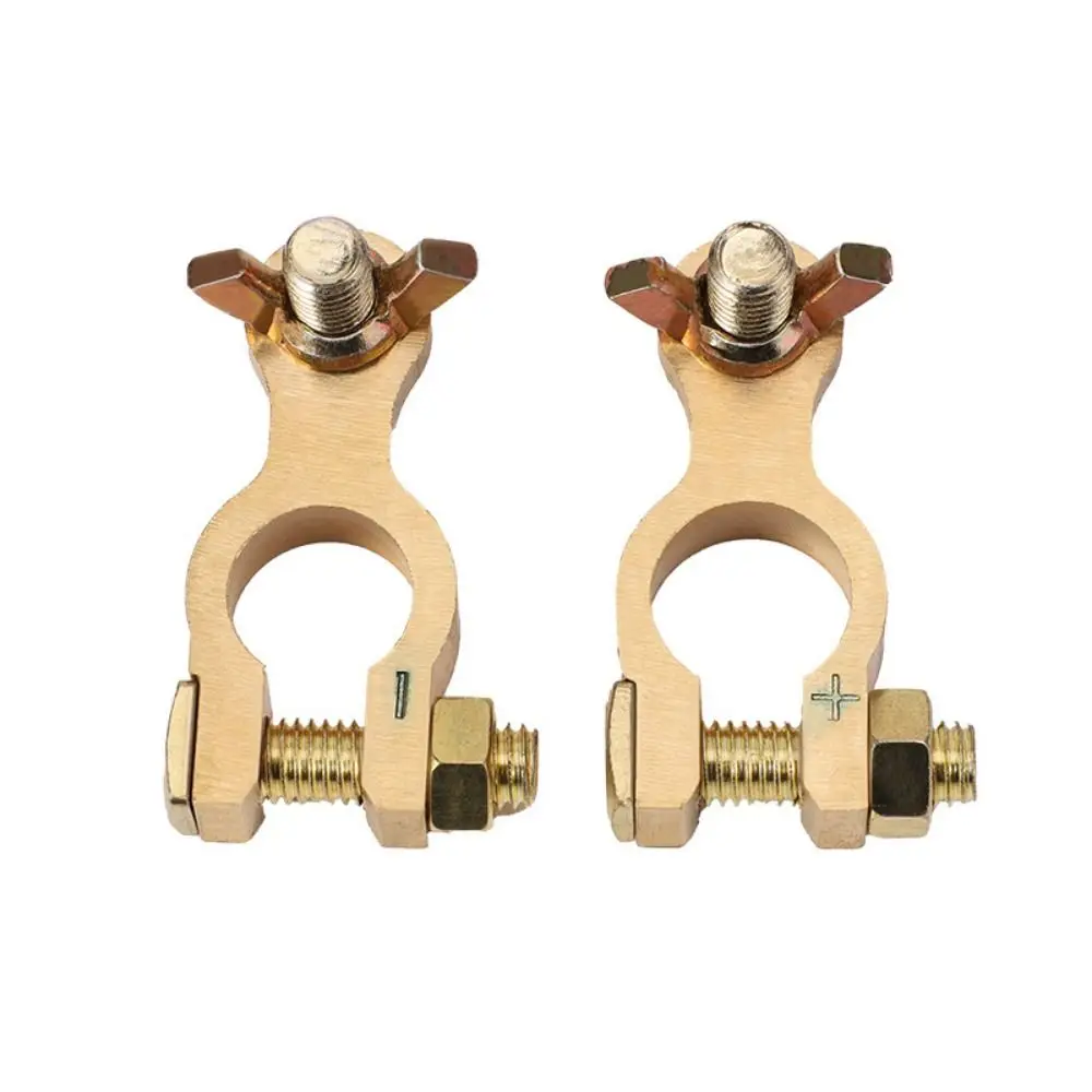 2Pcs Anti-Leakage Brass Battery Terminals Easy To Install Thickened Auto Battery Clamp Corrosion Resistant Conductive Properties